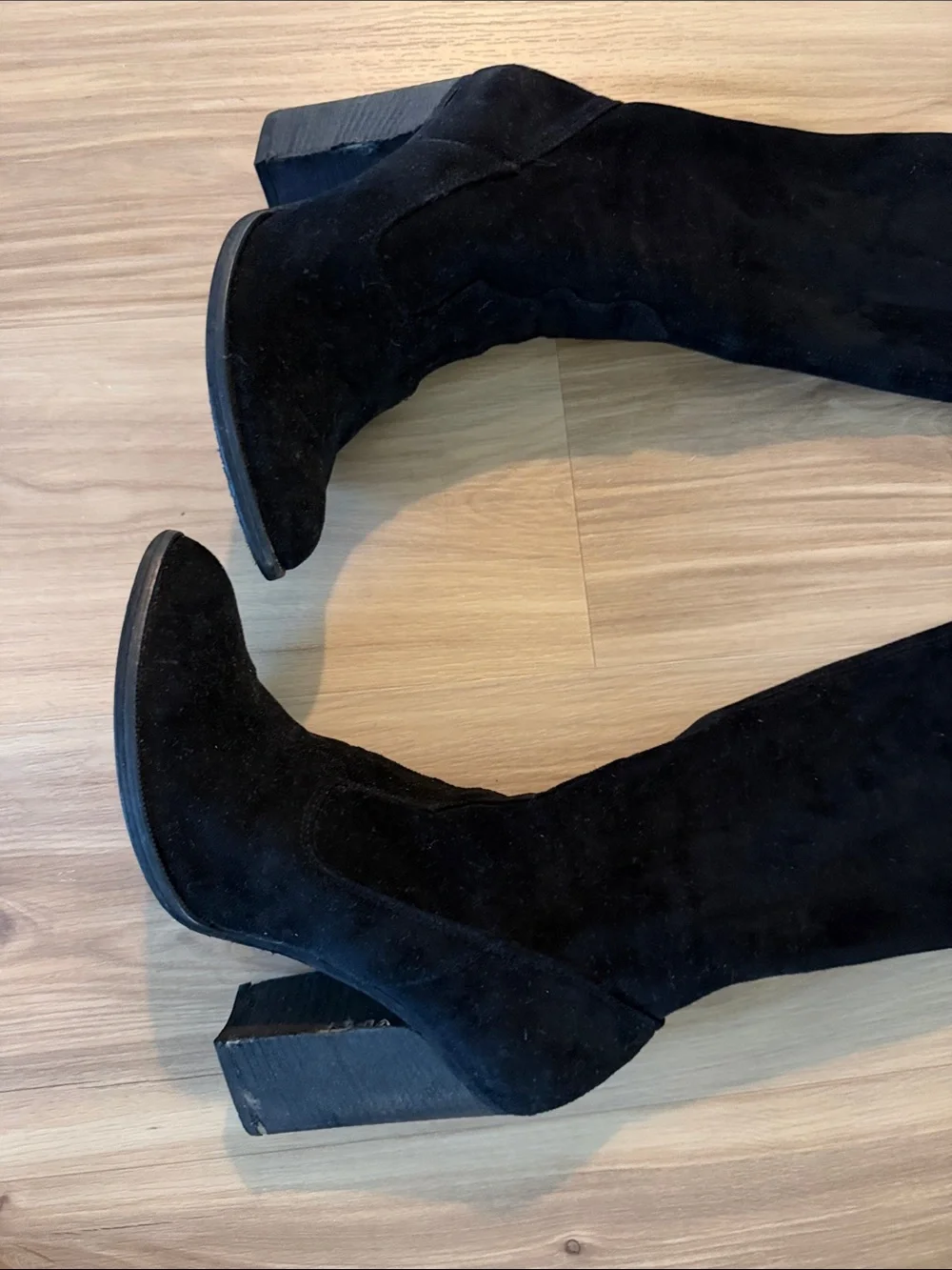 Dolce Vita Black Suede Over-the-Knee Block Heel Boots